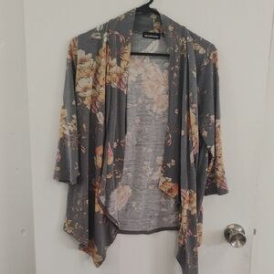 Gray Floral Women's Cardigan